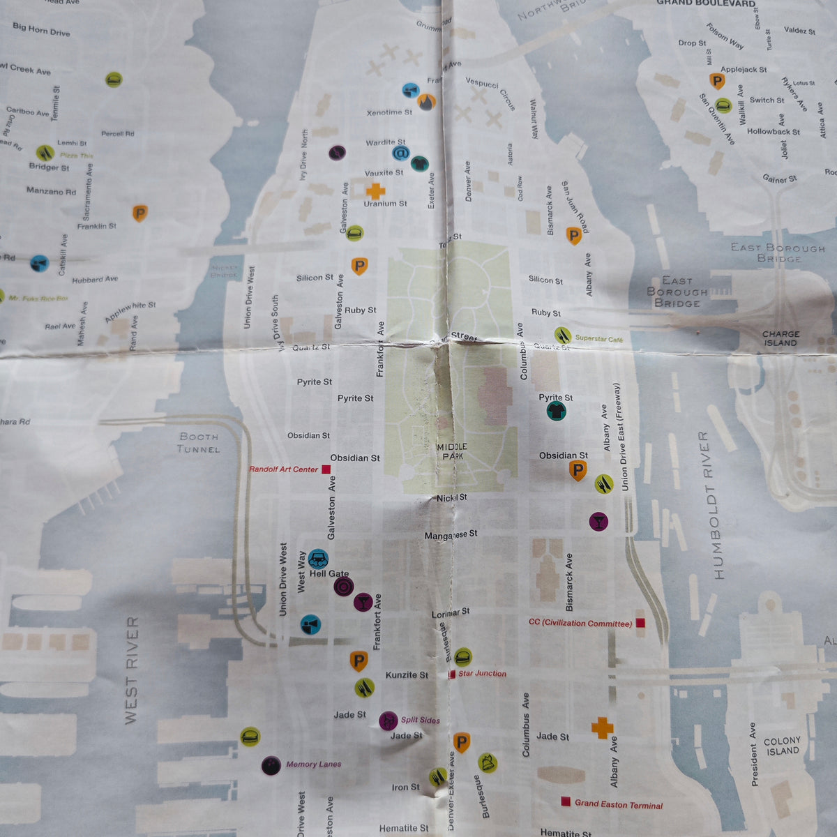 GTA IV Stadtplan Poster – Detail: Stadtplan Ausschnitt mit Legende