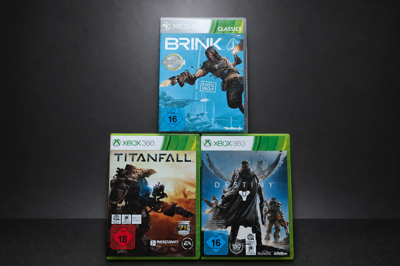 Xbox 360 S (Slim) – 250GB – Schwarz + 3 Spiele Bundle (Gebraucht)