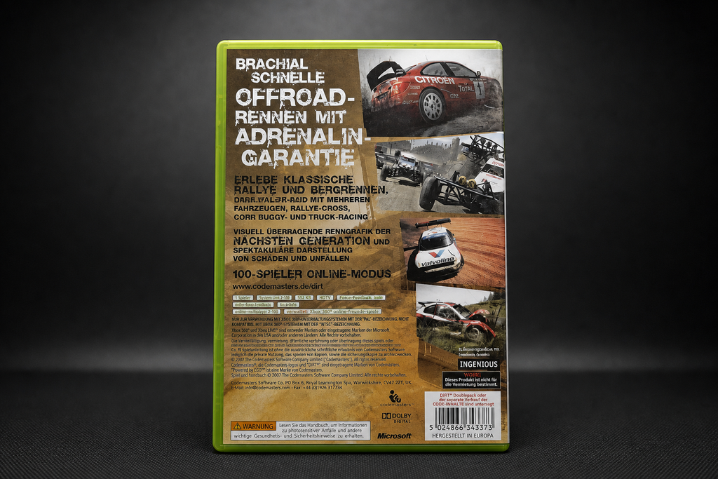 Colin McRae DiRT Xbox 360 Classics – Rückseite