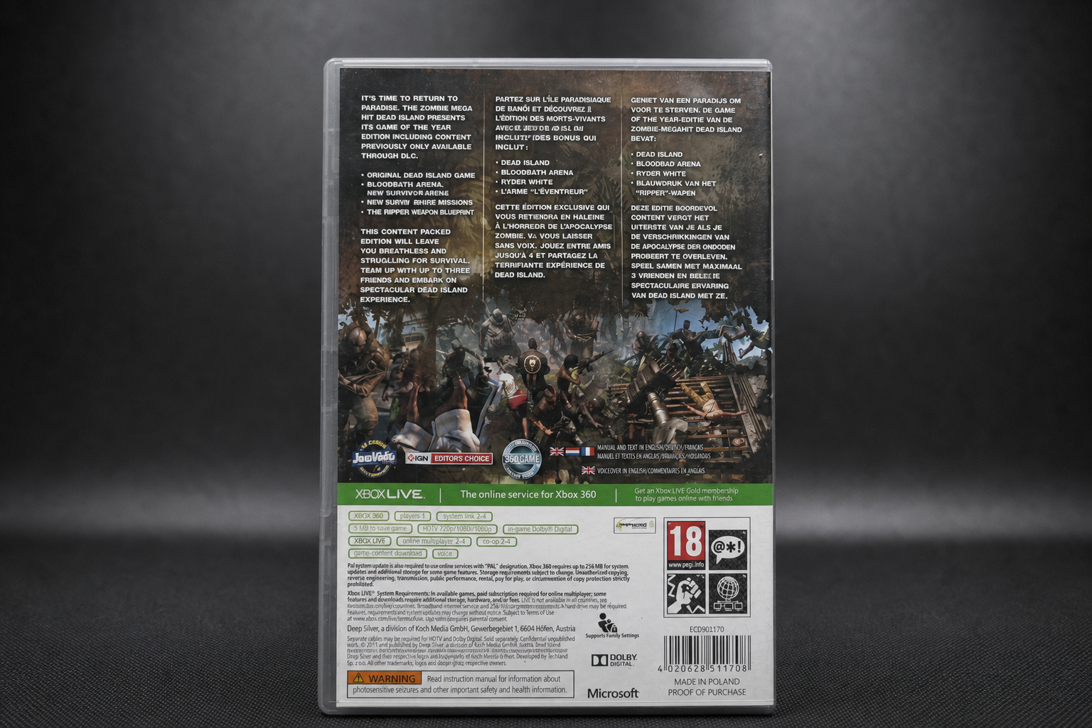 Dead Island GOTY Edition Xbox 360 – Rückseite