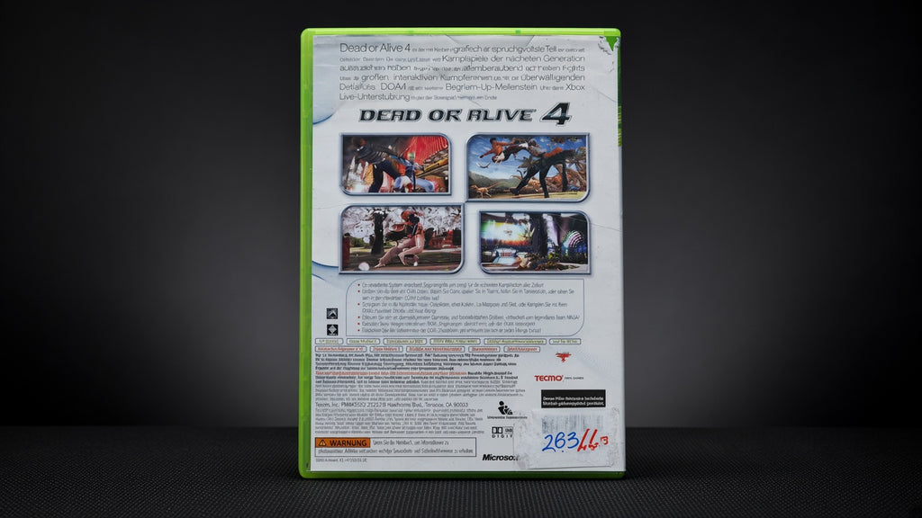 Dead or Alive 4 Xbox 360 – Rückseite
