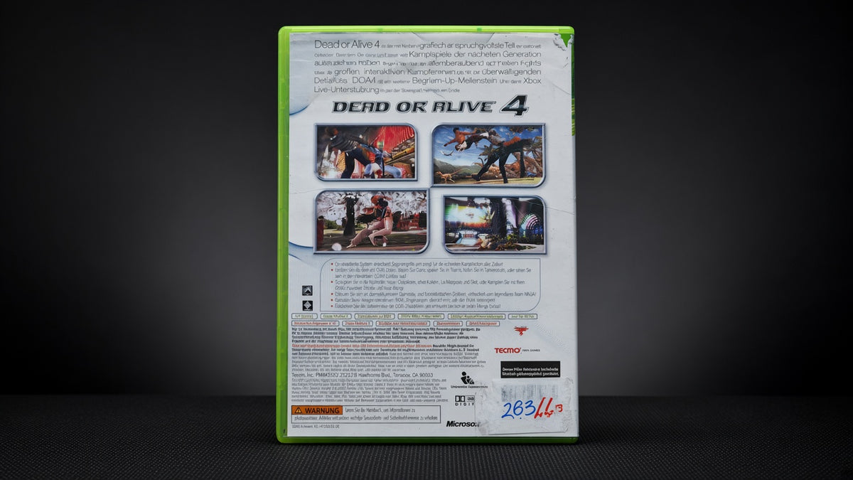 Dead or Alive 4 Xbox 360 – Rückseite