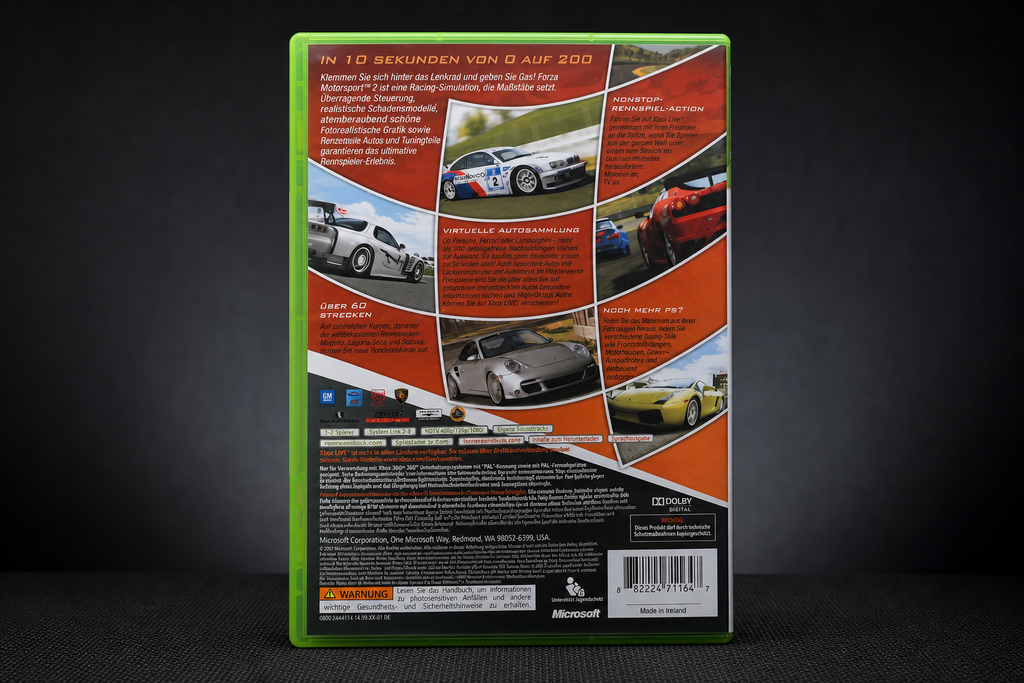Forza Motorsport 2 Xbox 360 Classics – Rückseite