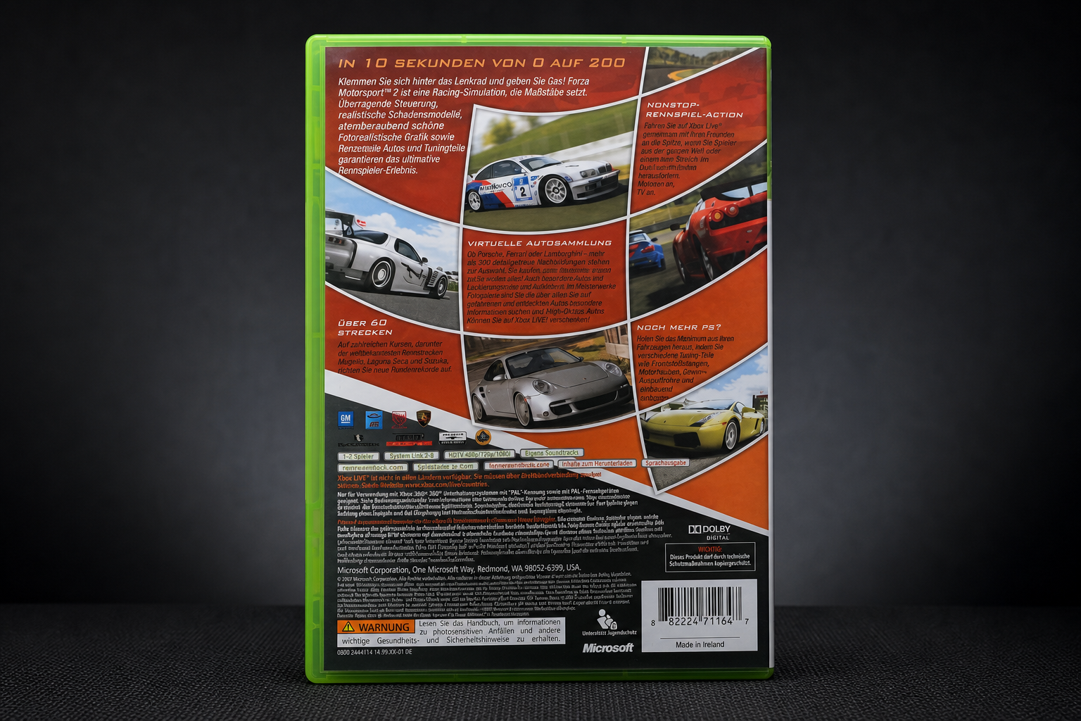 Forza Motorsport 2 Xbox 360 Classics – Rückseite