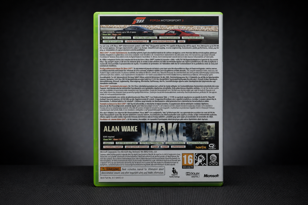 Forza Motorsport 3 + Alan Wake Double Pack Xbox 360 – Rückseite
