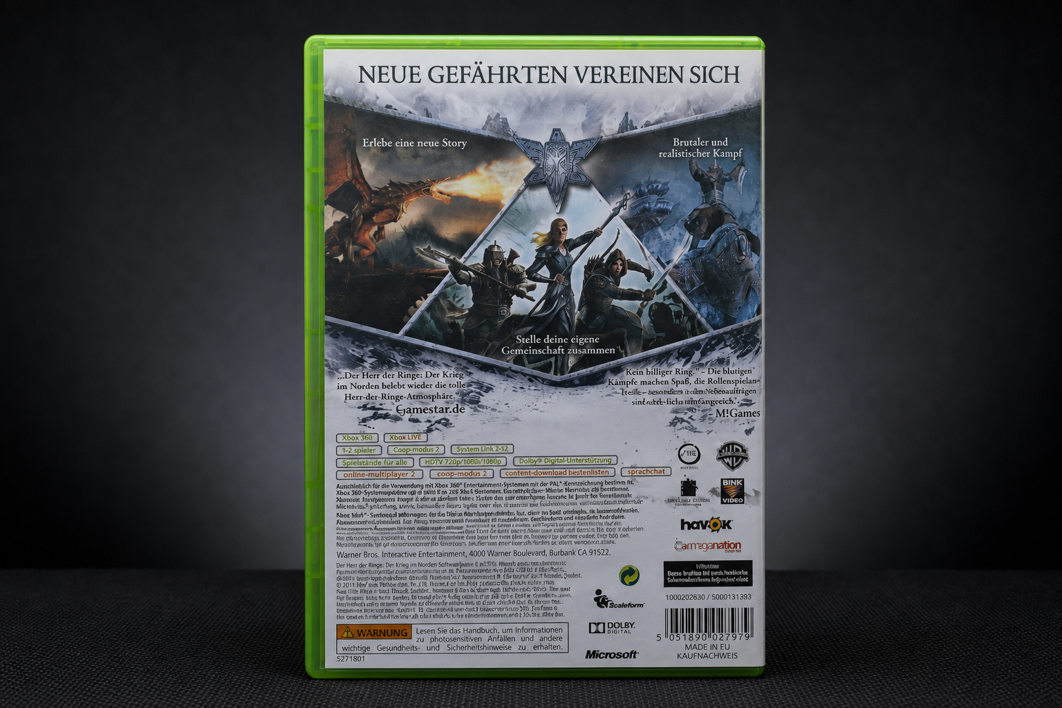 Der Herr der Ringe: Der Krieg im Norden Xbox 360 – Rückseite
