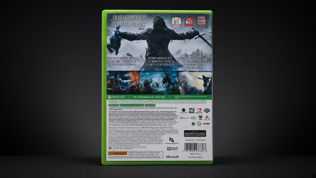 Mittelerde Mordors Schatten Xbox 360 – Rückseite