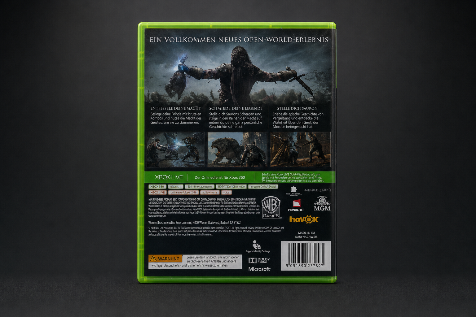 Mittelerde Mordors Schatten Xbox 360 – Back