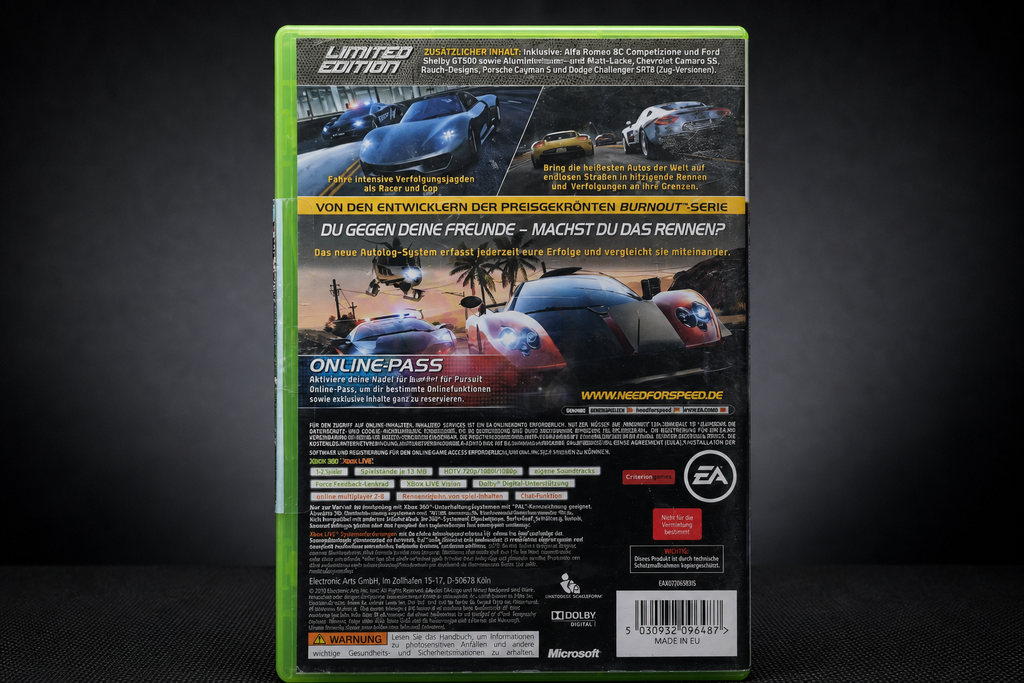 Need for Speed Hot Pursuit Limited Edition Xbox 360 – Rückseite