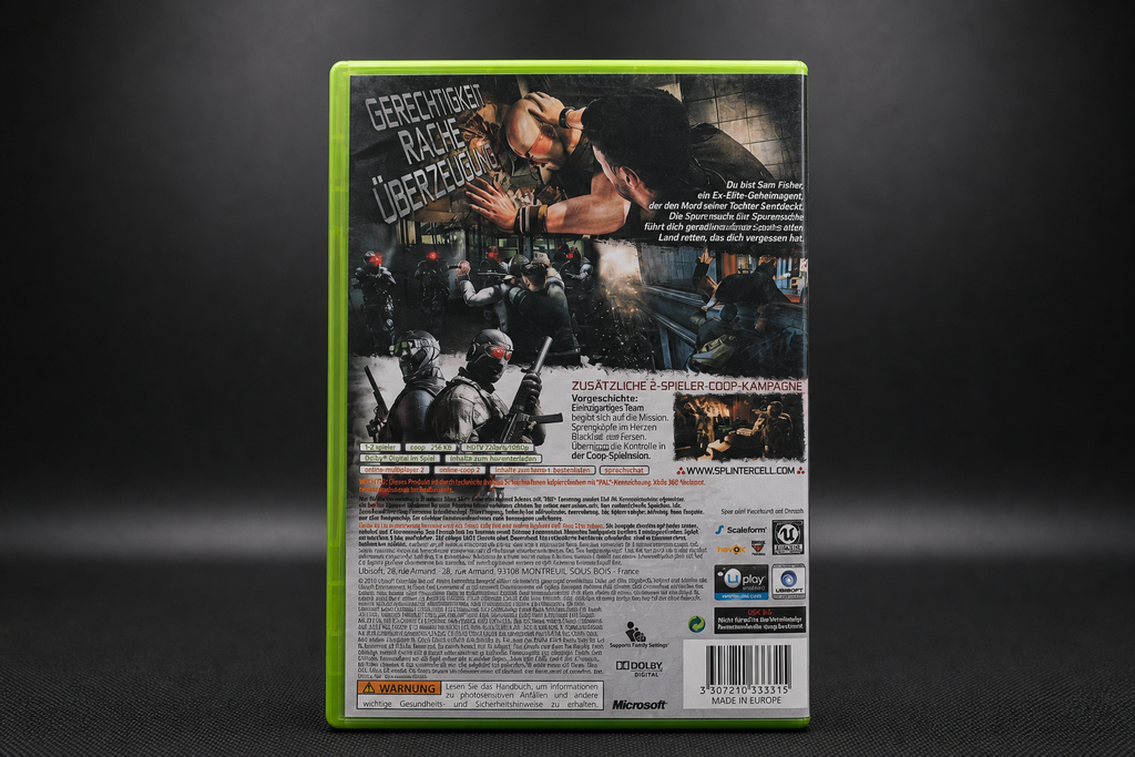 Tom Clancy's Splinter Cell Conviction Xbox 360 – Rückseite