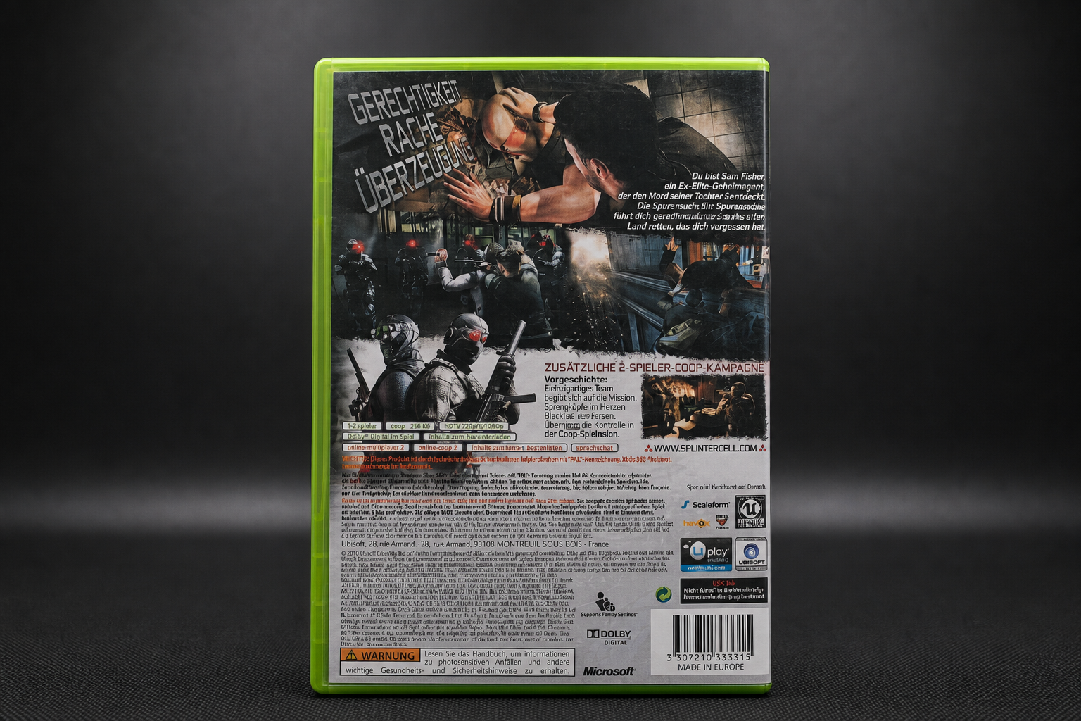 Tom Clancy's Splinter Cell Conviction Xbox 360 – Rückseite