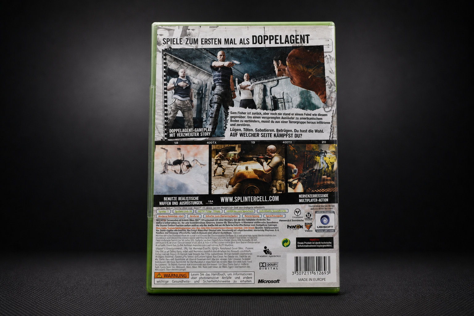 Splinter Cell Double Agent Xbox 360 Classics – Rückseite