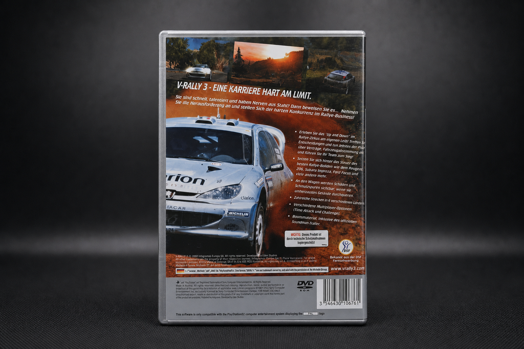 V-Rally 3 PS2 Platinum – Rückseite