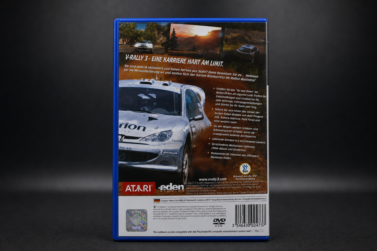 V-Rally 3 PS2 – Rückseite