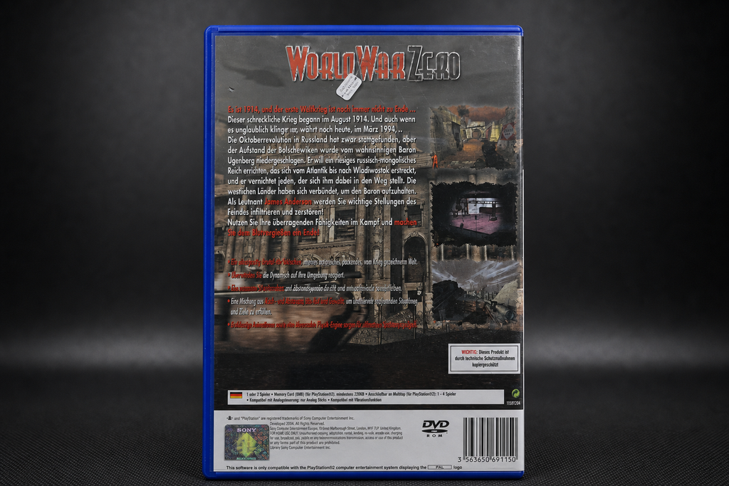 World War Zero PS2 – Rückseite