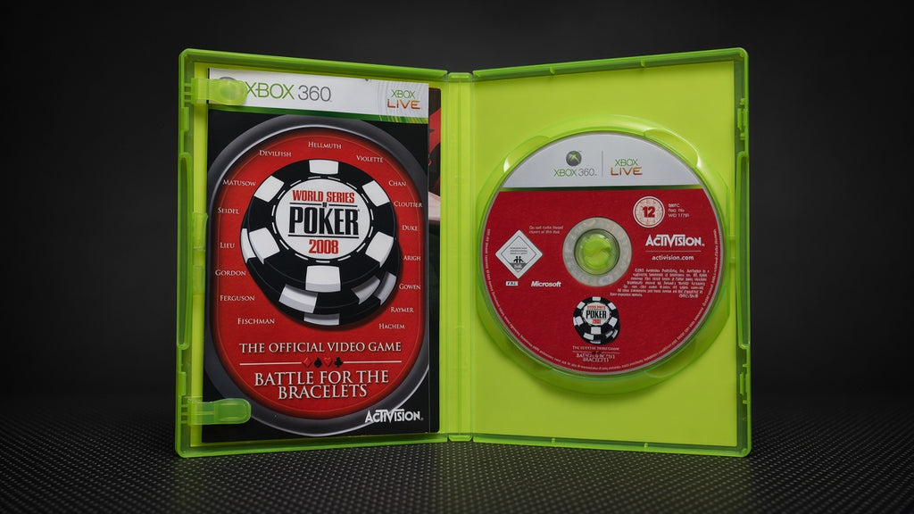 World Series of Poker 2008 Battle for the Bracelets Xbox 360 – Geöffnet mit CD und Innencover