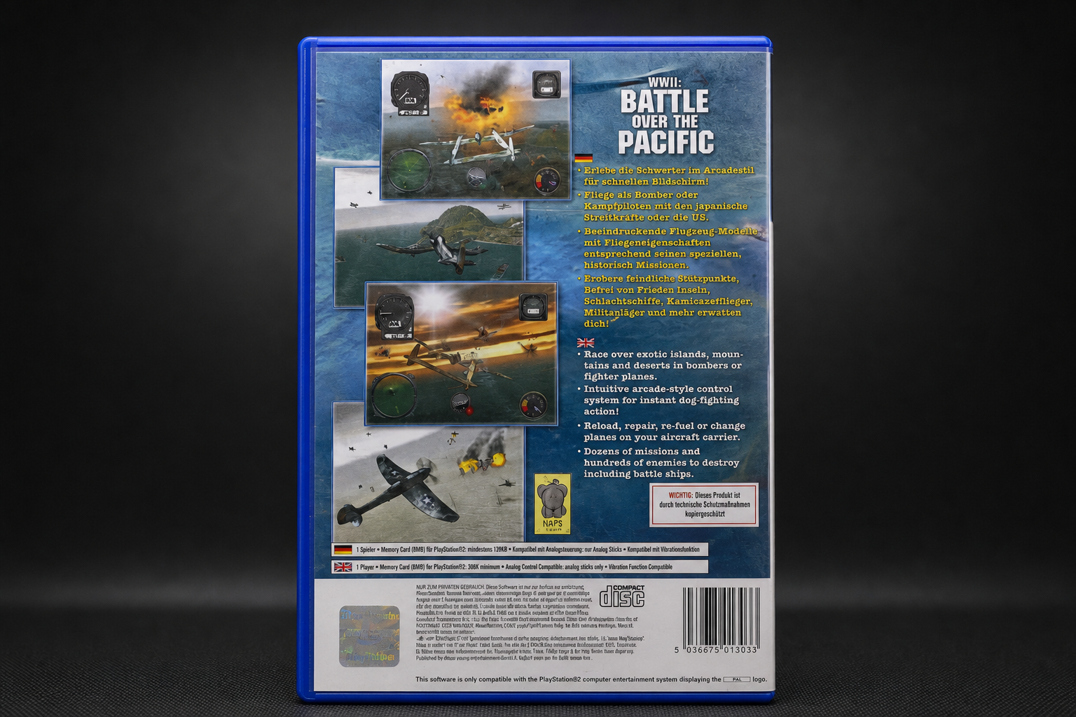 WWII Battle Over the Pacific PS2 – Rückseite