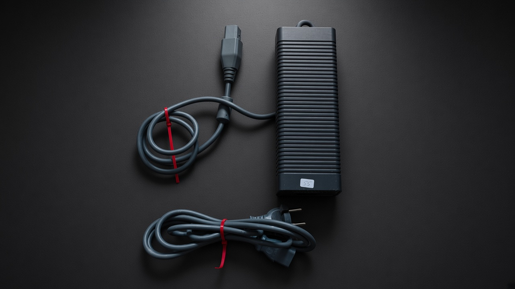 Xbox 360 Original Netzteil 203W Microsoft – Vorderseite mit Kabeln