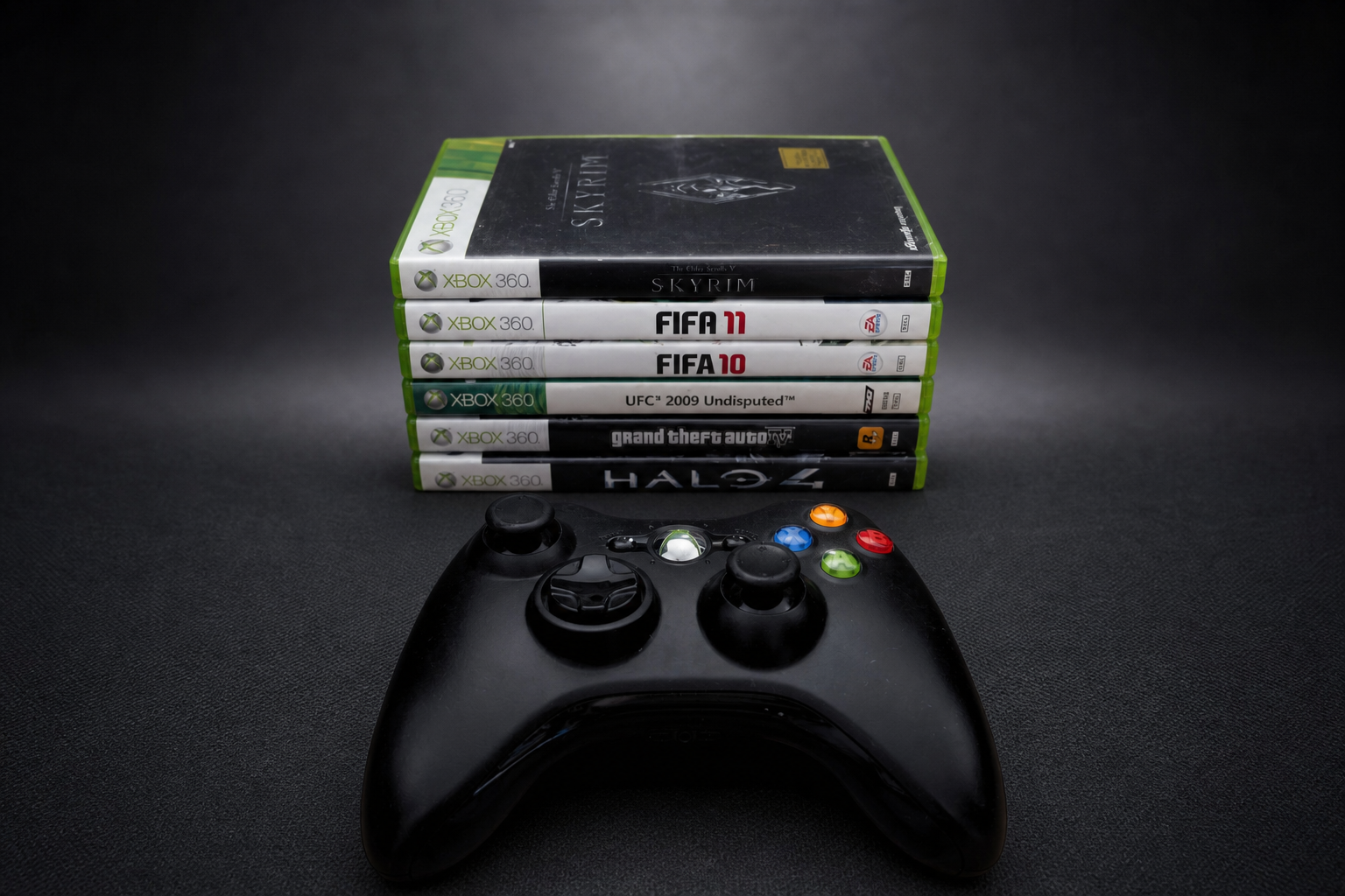 Xbox 360 S (Slim) – 250GB – Schwarz – Bundle mit 6 Spielen & Controller (Gebraucht)